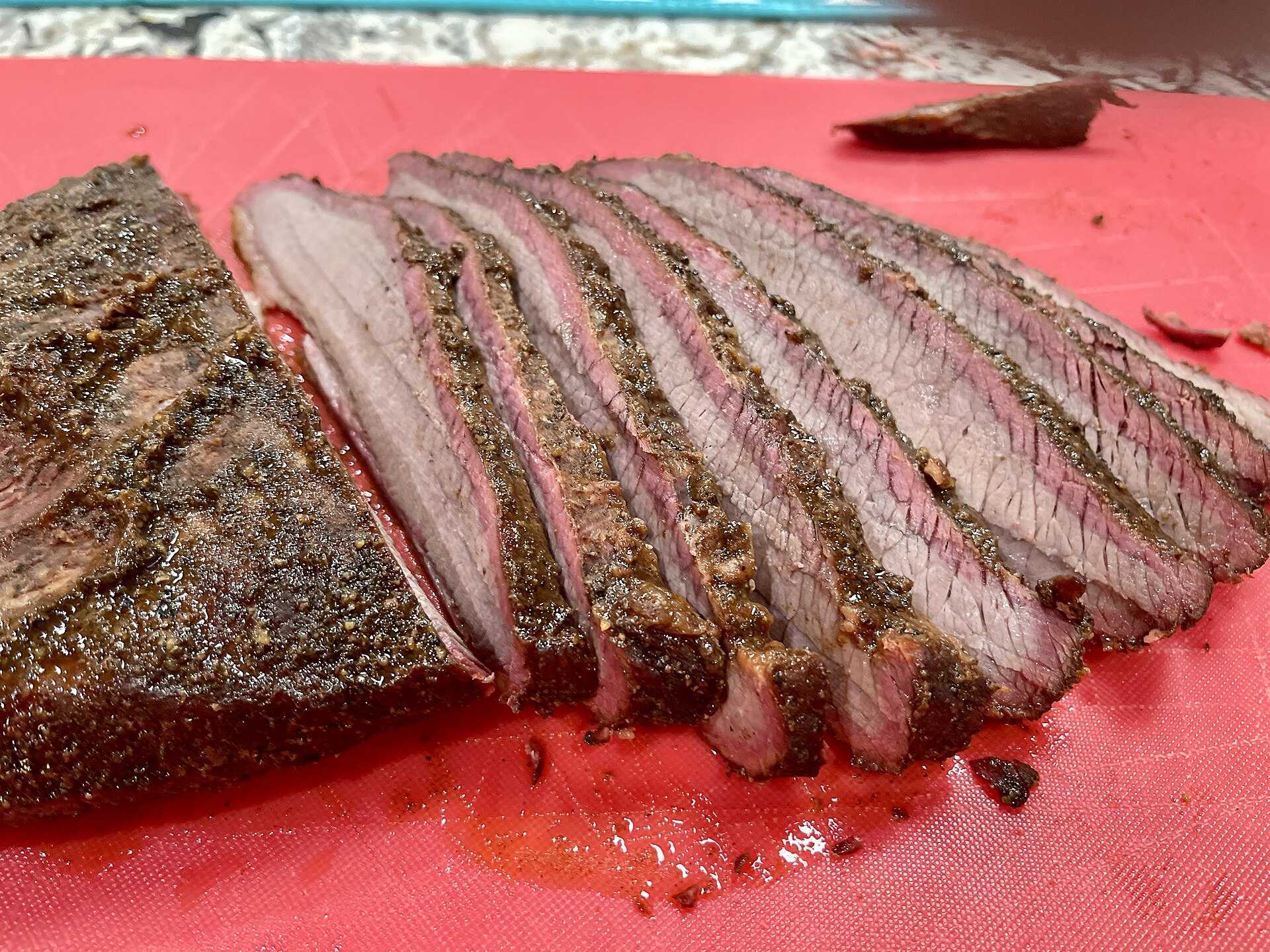 Sliced smoked brisket