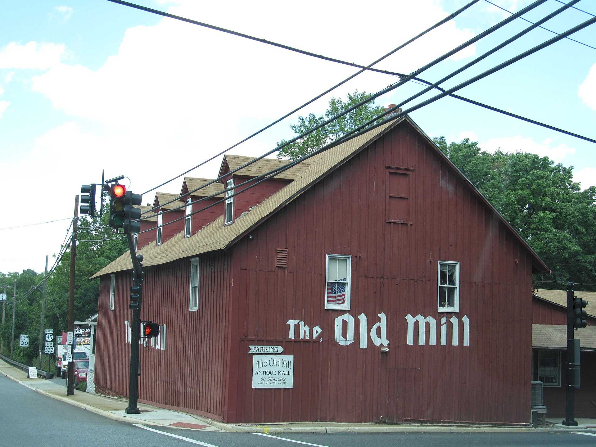 The Old Mill at 1 S. Main Street, with its painted sign