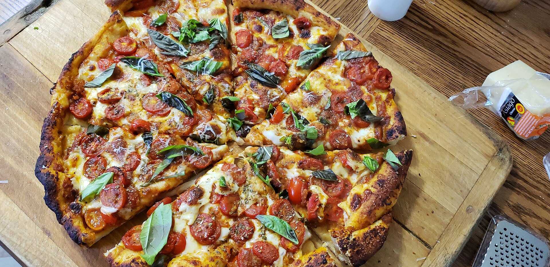 A wood-fired pizza